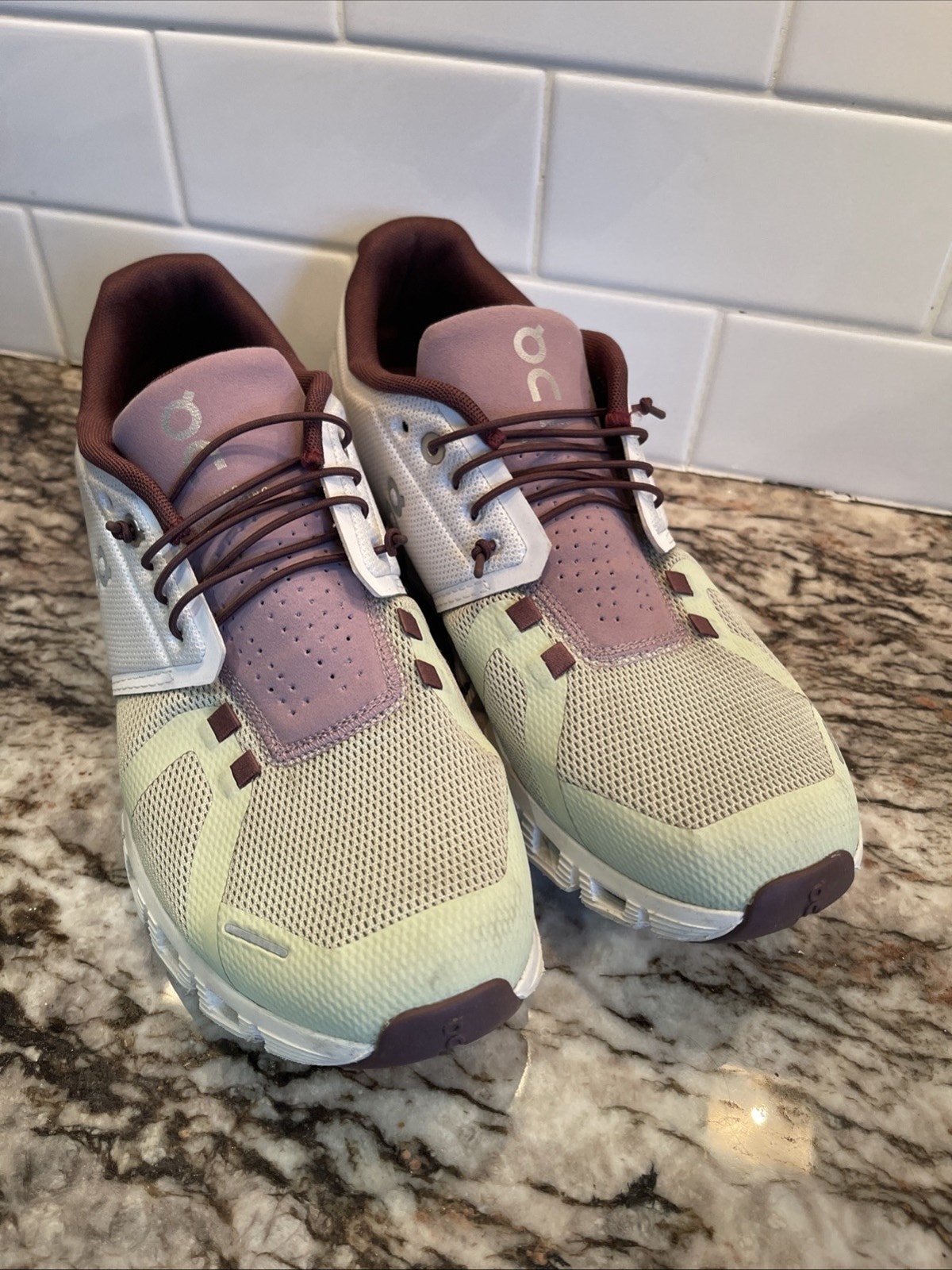 On Cloud Womens 10.5 Running Ice Haze Sneakers Green Purple